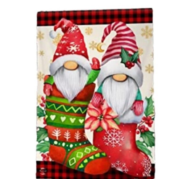Christmas Garden Gnome Flag Holiday Stockings Vertical 12.5 in X 18 in Colorful - Picture 7 of 15